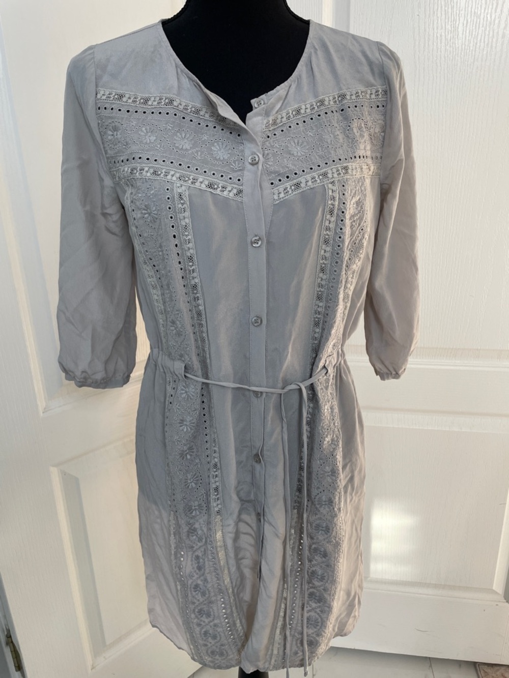 4 Love and Liberty tunic pure silk Johnny Was gray dress XS